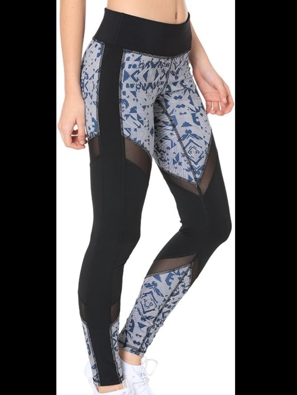 Puma Women’s Clash Tight Leggings in Black and Blue Geo Print